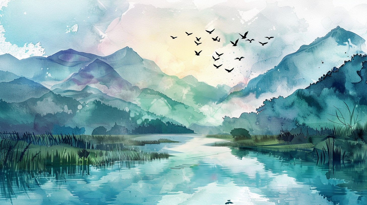 Blauwe lucht schilderij